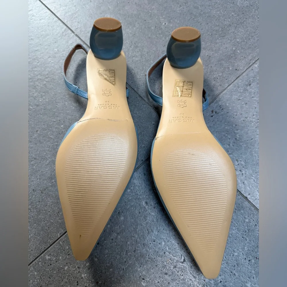 NWOT Jagger leather Elegant Blue Slingback Heels - Picture 3 of 4